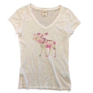 abercrombie kids girl’s floral🌸moose🫎t-shirt women’s fitted Baby T